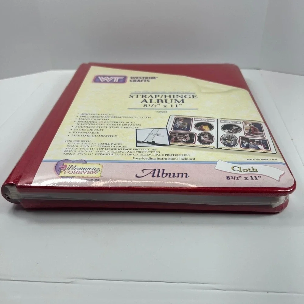 Westrim Crafts Strap Hinge Photo Album 8.5x11 Red Cloth NEW 29201 Vintage 1999